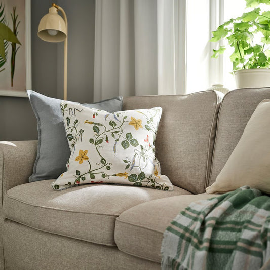 Ängspalpmal Delicate Bloom Cover, White/Floral Pattern (50x50 cm) - IKEA