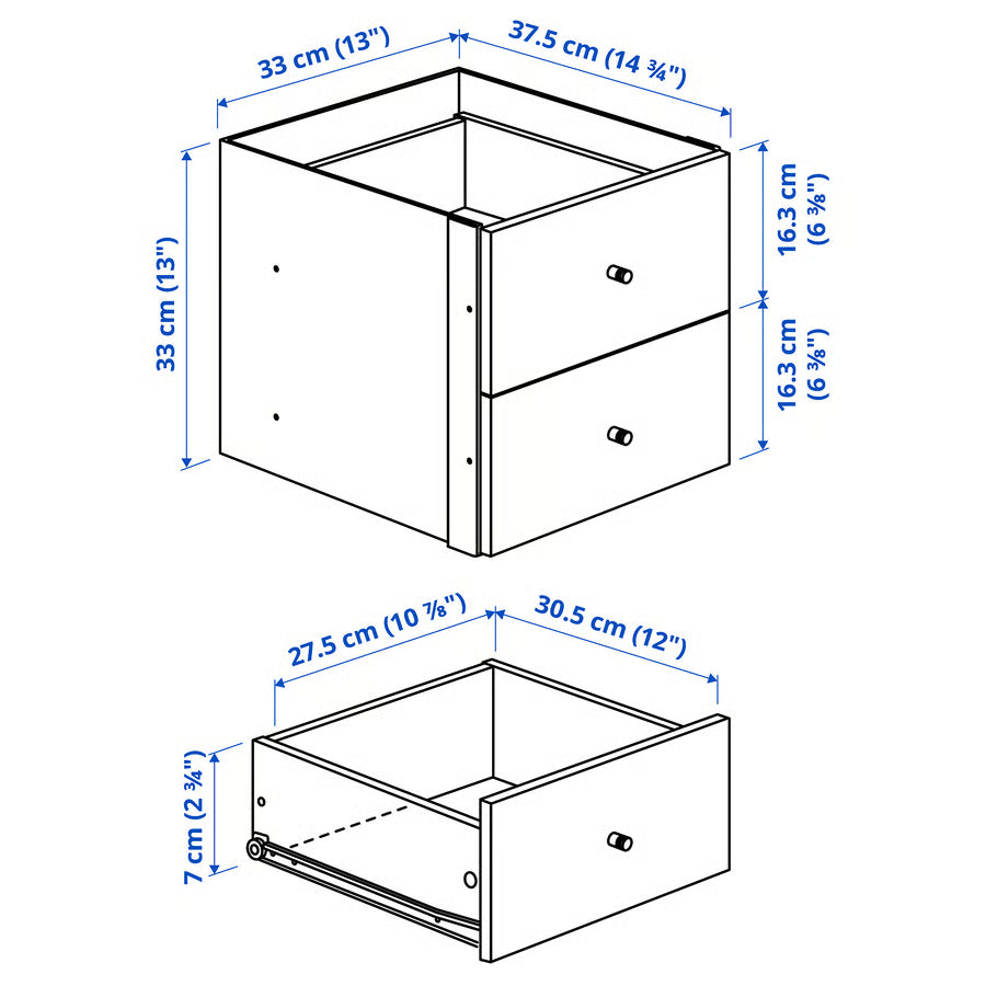 Kallax Precision Insert, Dual-Drawer Module - White (33x33 cm) - IKEA