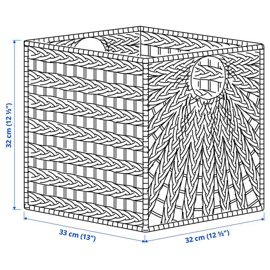 Lustigkurre Woven Basket, Natural Water Hyacinth (33x32x33 cm) - IKEA