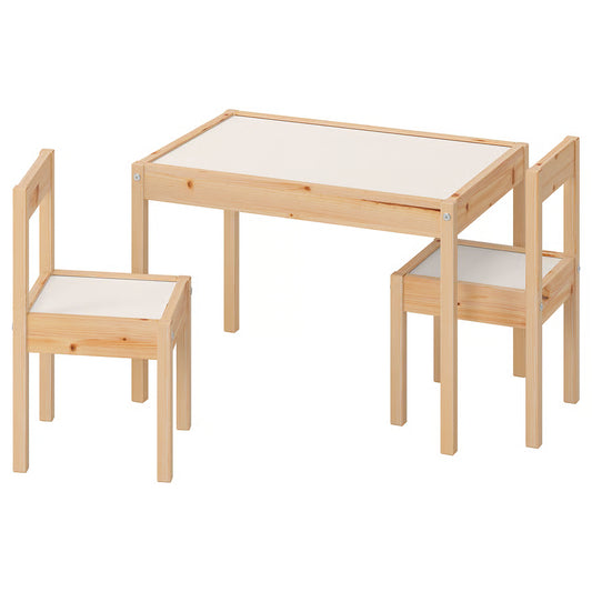 LÄTT Creative Studio, Kids Table & 2 Chairs – White/Natural Pine - IKEA