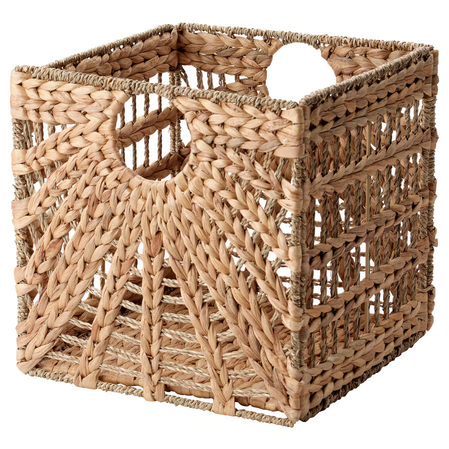 Lustigkurre Woven Basket, Natural Water Hyacinth (33x32x33 cm) - IKEA