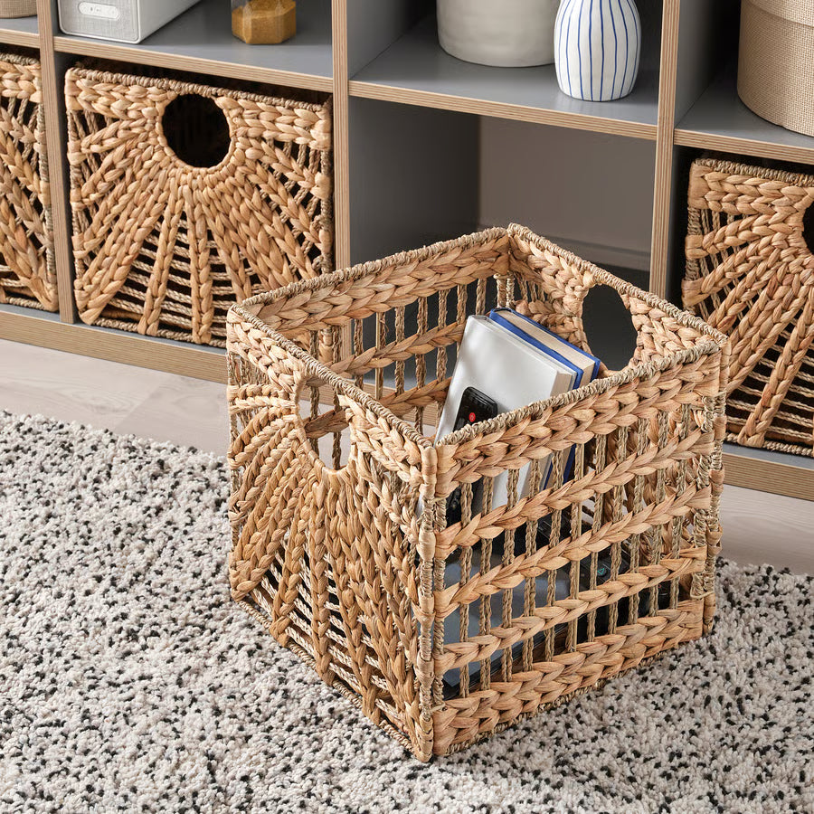 Lustigkurre Woven Basket, Natural Water Hyacinth (33x32x33 cm) - IKEA