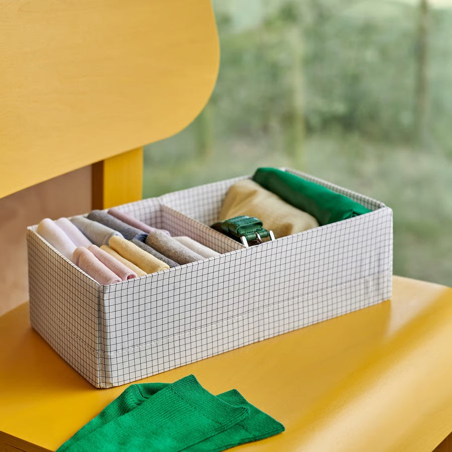 Stuk Box with Compartments, White/Black (17x32x10 cm) - IKEA