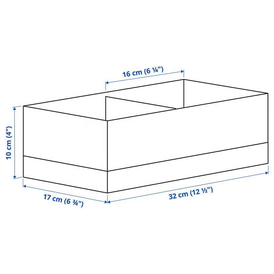 Stuk Box with Compartments, White/Black (17x32x10 cm) - IKEA