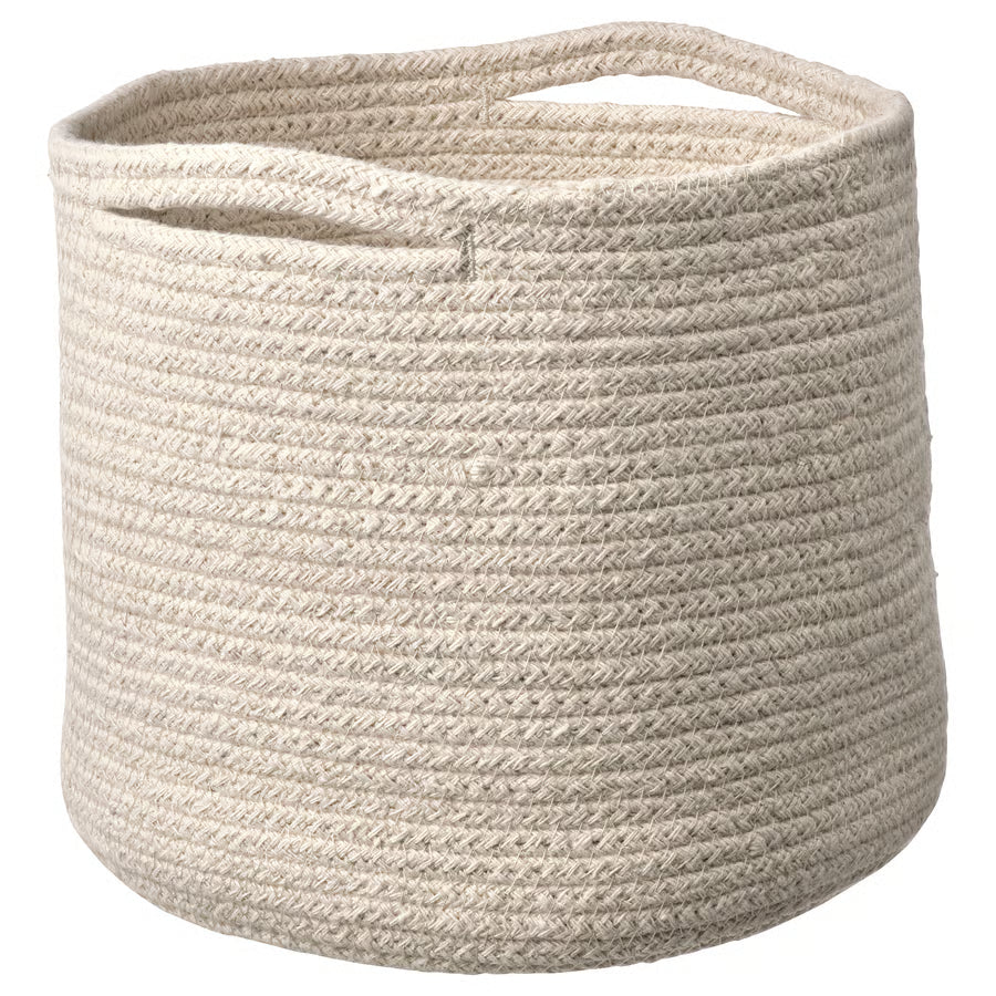 Tjabbig Braided Cotton Basket, Natural Unbleached (25x23 cm) -IKEA