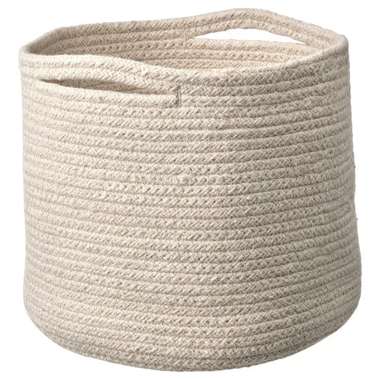 Tjabbig Braided Cotton Basket, Natural Unbleached (25x23 cm) -IKEA